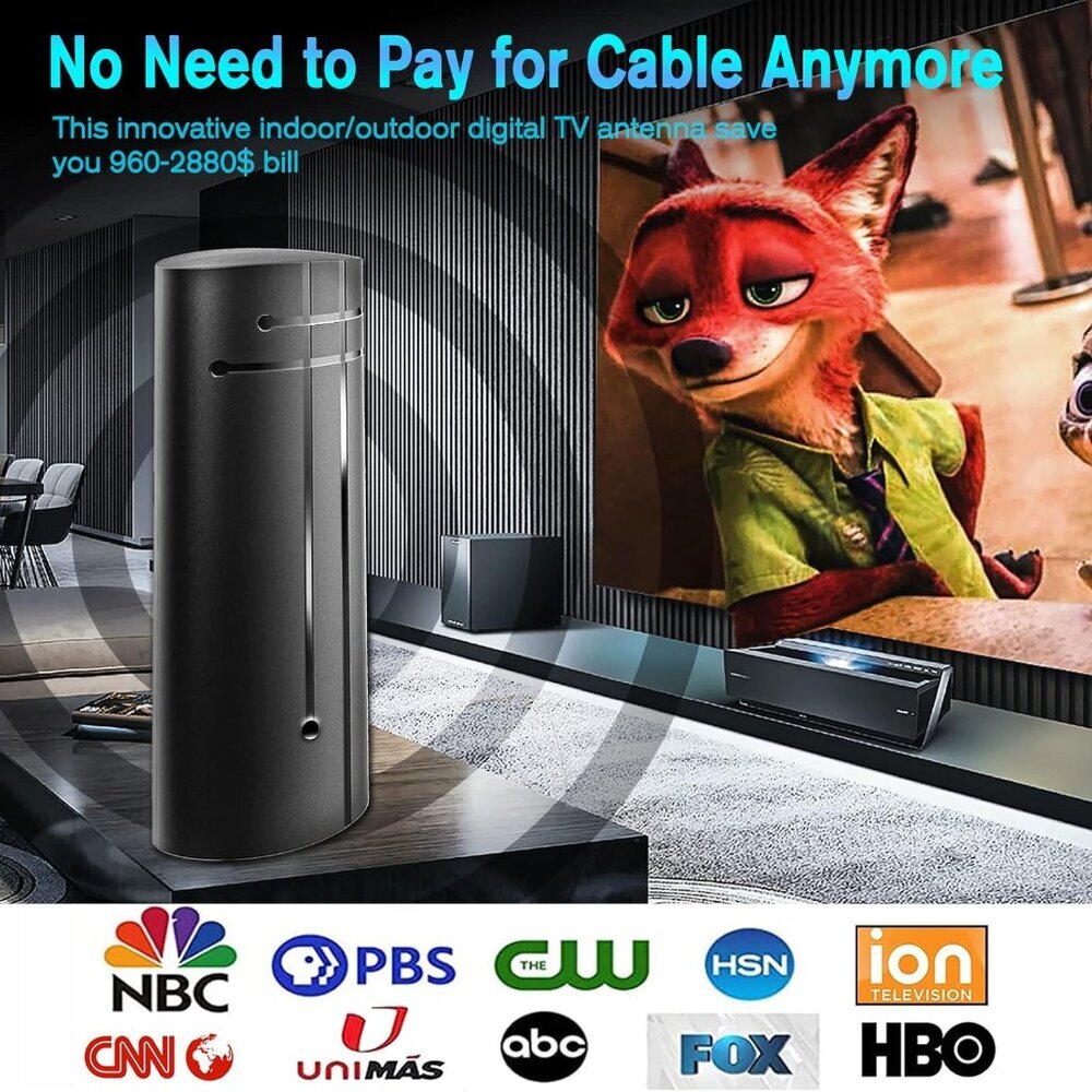 2025 Upgraded TV Antenna Indoor Outdoor, 2200+ Miles Range Amplified Digital TV - Picture 2 of 6
